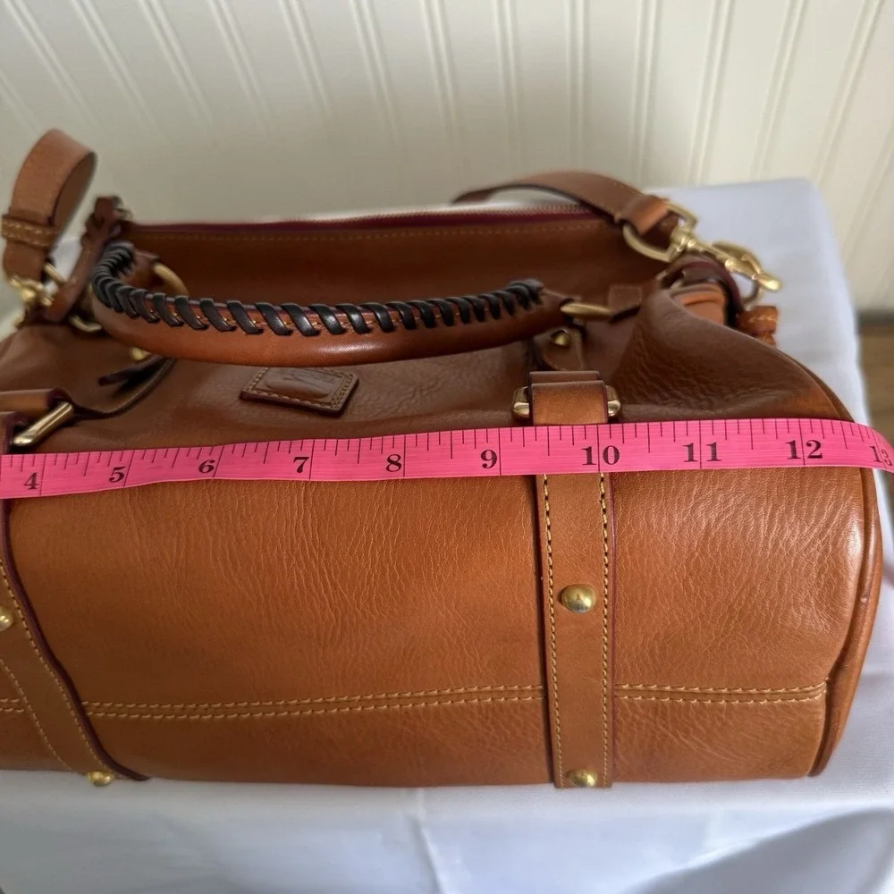 Dooney & Bourke Medium Natural Brown Florentine Leather Satchel  Bag Purse EUC